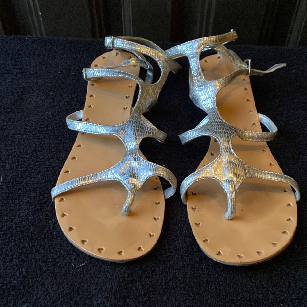 USED Silver Bamboo size 10, gladiator sandals